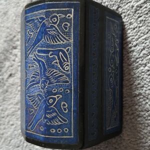 Olinala Blue and Black Animal and Bird Decorative Jewelry Box